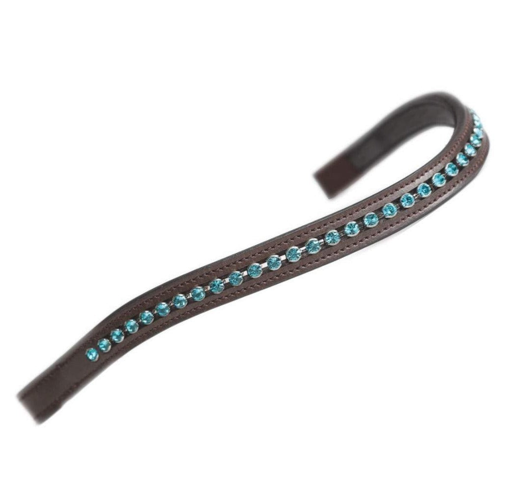 The Shires Aviemore Large Diamante Browband in Green#Green