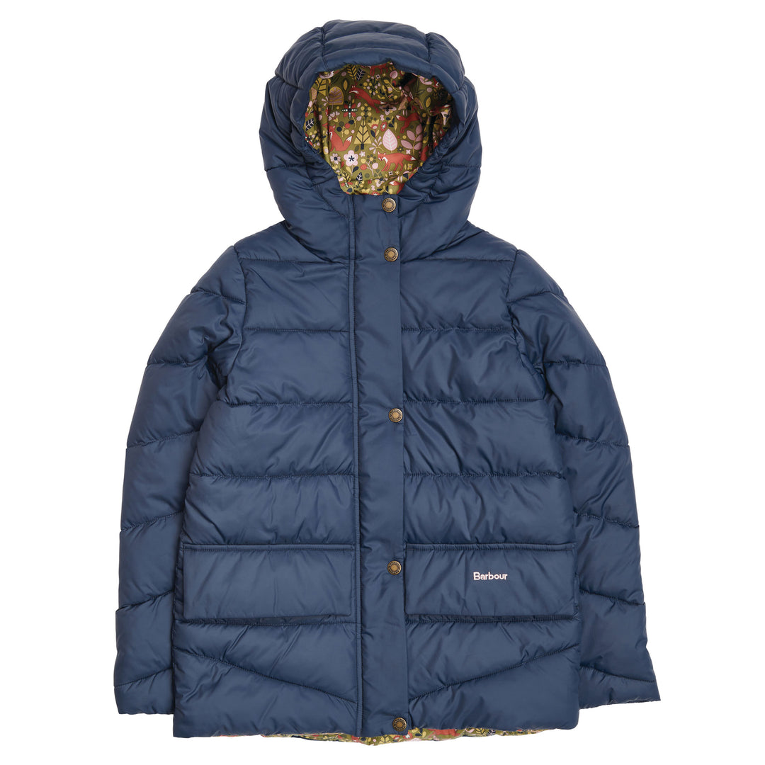 The Barbour Girls Bracken Quilt Jacket in Navy Print#Navy Print