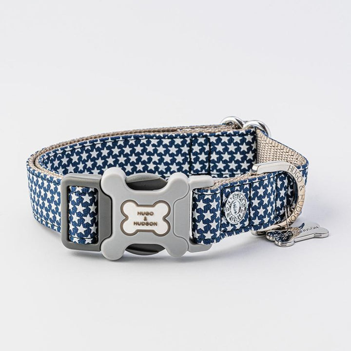 The Hugo & Hudson Printed Dog Collar in Navy#Navy