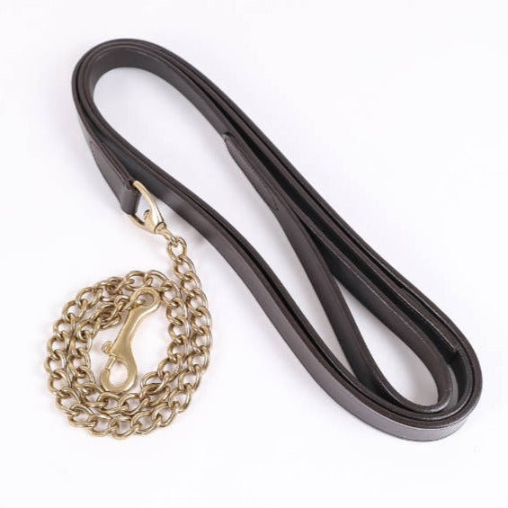 Celtic Equine Leather Stallion Lead with Chain