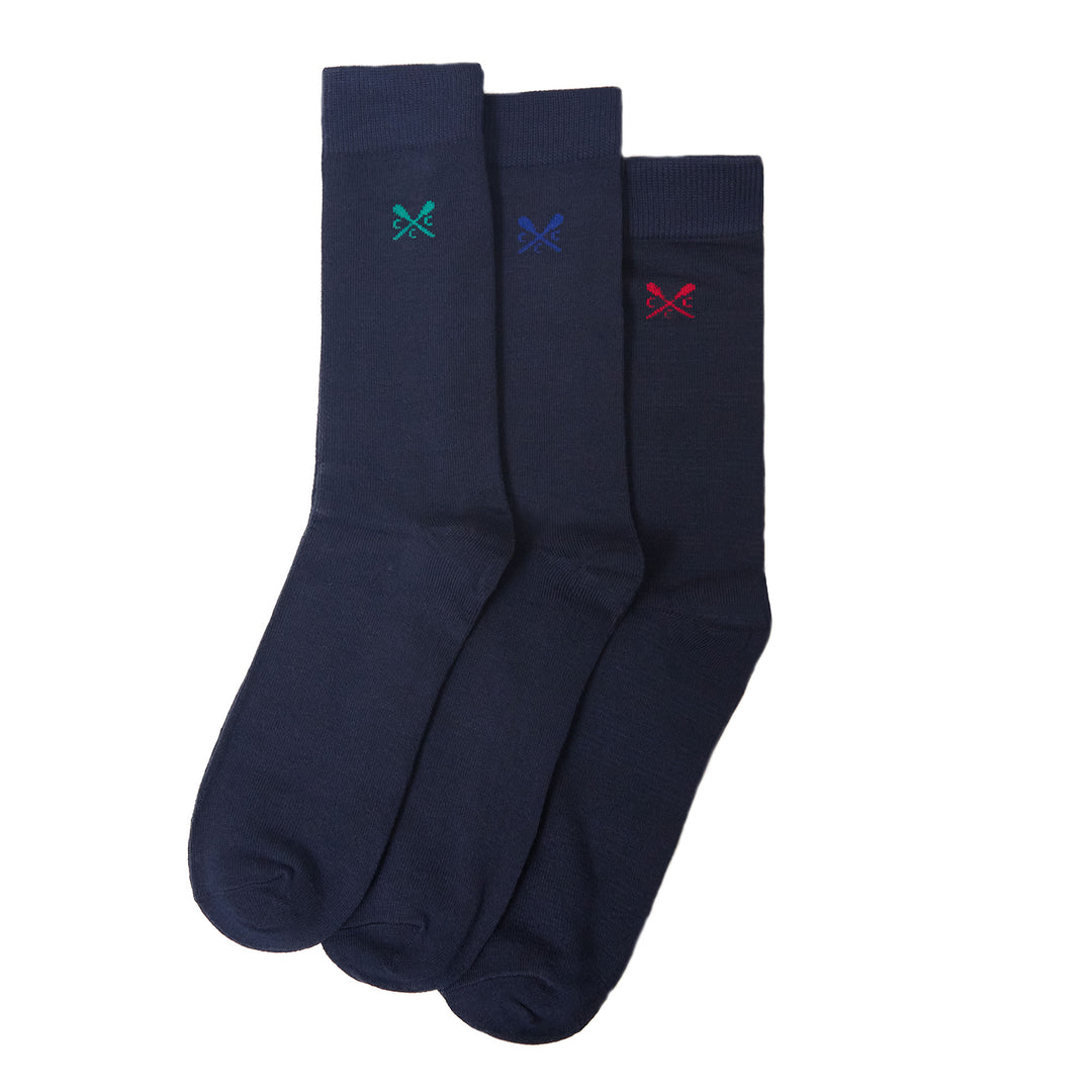 The Crew Mens Bamboo Sock 3 Pack in Navy#Navy