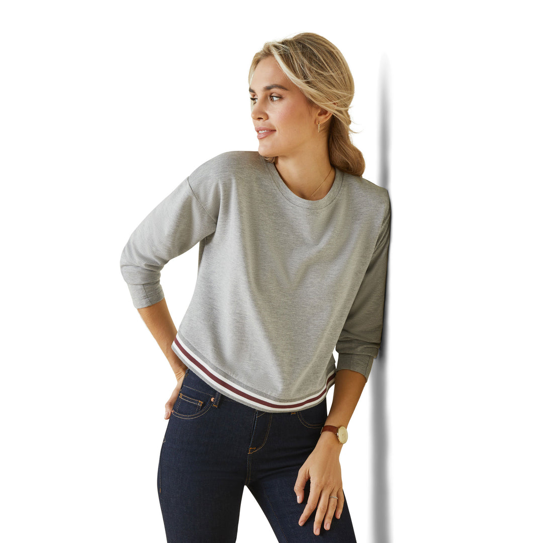 The Ariat Ladies Pacifica Sweatshirt in Light Grey#Light Grey