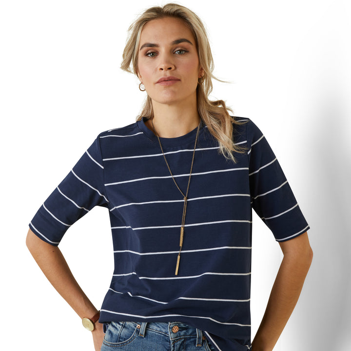 The Ariat Ladies Windsor Short Sleeve T-Shirt in Navy#Navy