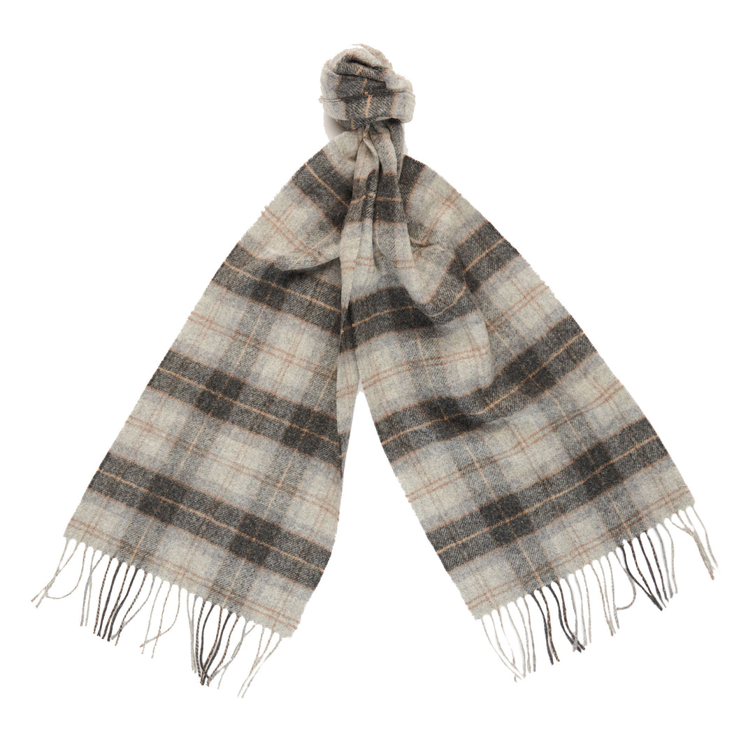 The Barbour Tartan Lambswool Scarf in Grey Print#Grey Print