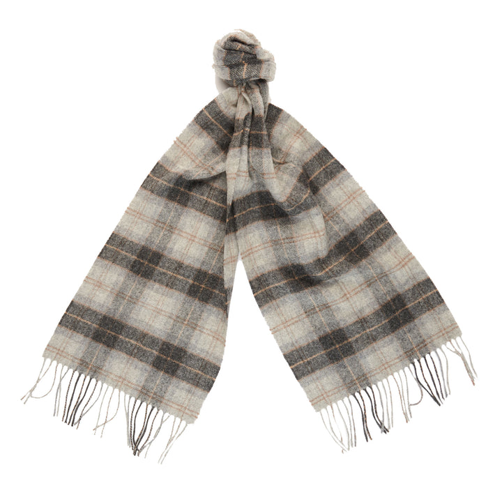 The Barbour Tartan Lambswool Scarf in Grey Print#Grey Print