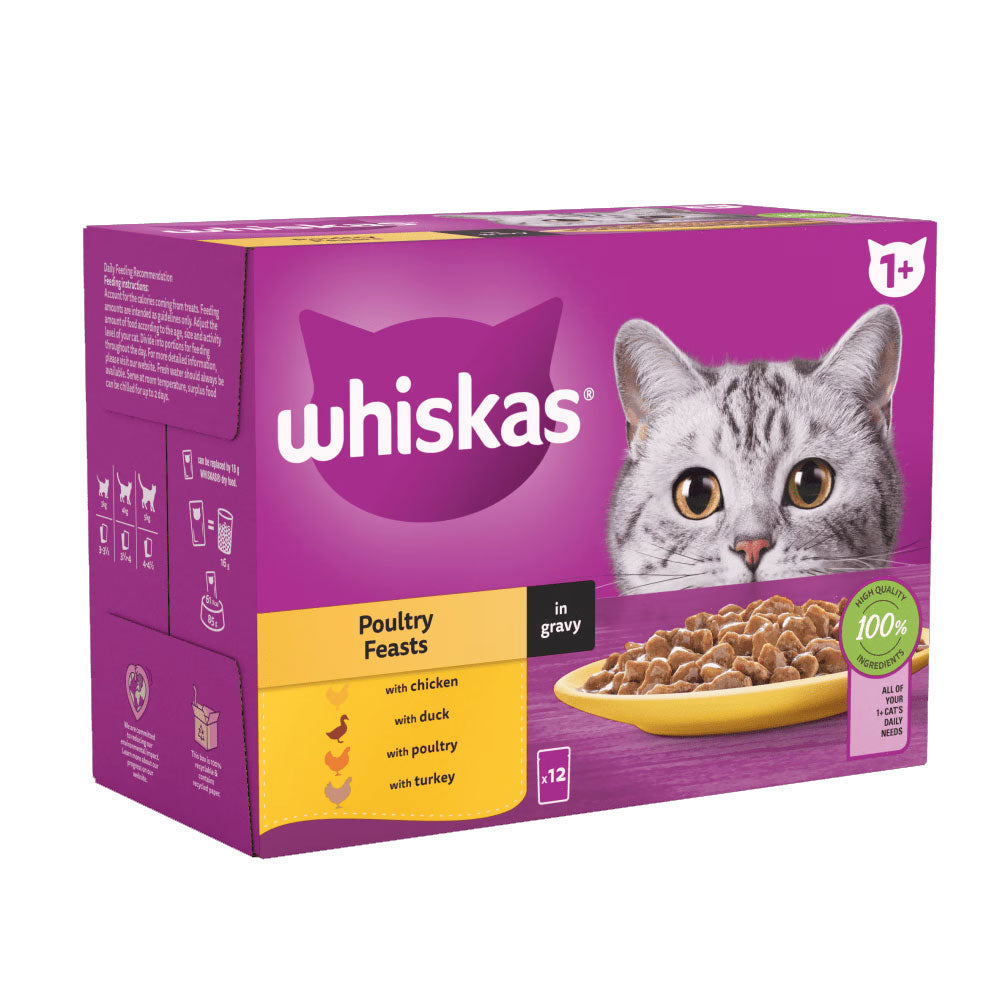 Whiskas Pouch 1+ Poultry Feasts In Gravy 12x85g 85g