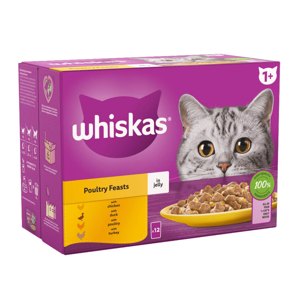 Whiskas Pouch 1+ Poultry Feasts In Jelly 12x85g 85g