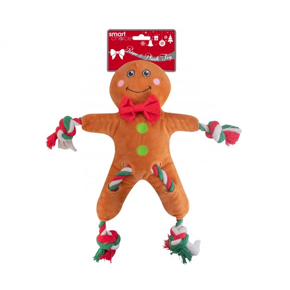 Smart Choice Rope & Plush Gingerbread Man Christmas Dog Toy Millbry Hill