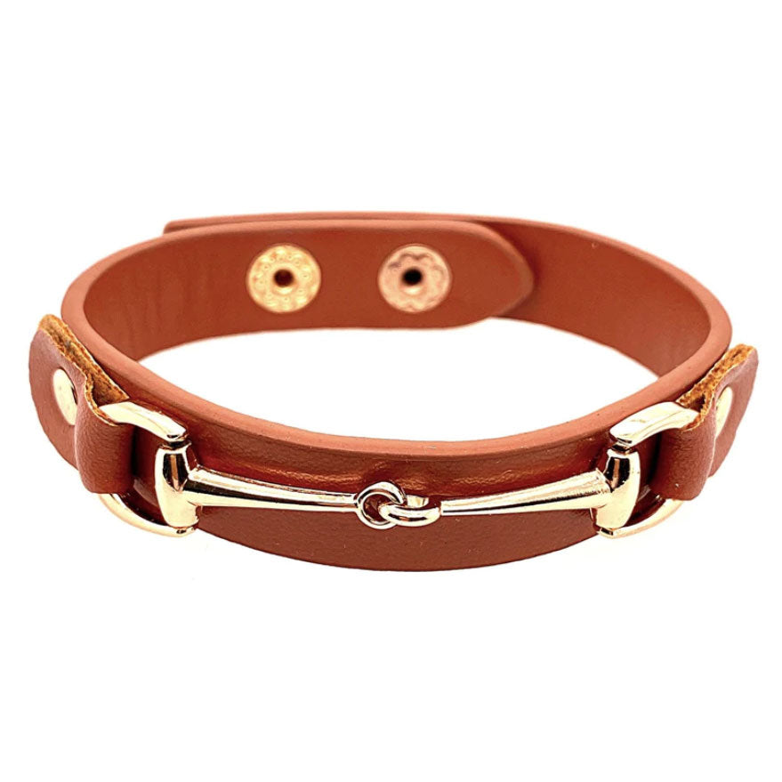 The Pegasus Jewellery Snaffle Leather Bracelet in Tan#Tan