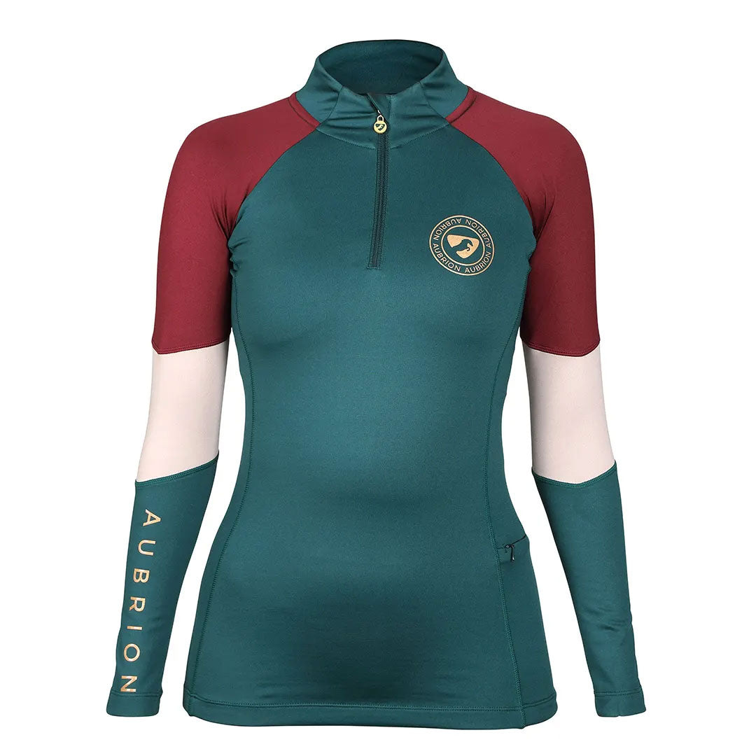 The Aubrion Maids Newbury Long Sleeve Baselayer in Dark Green#Dark Green