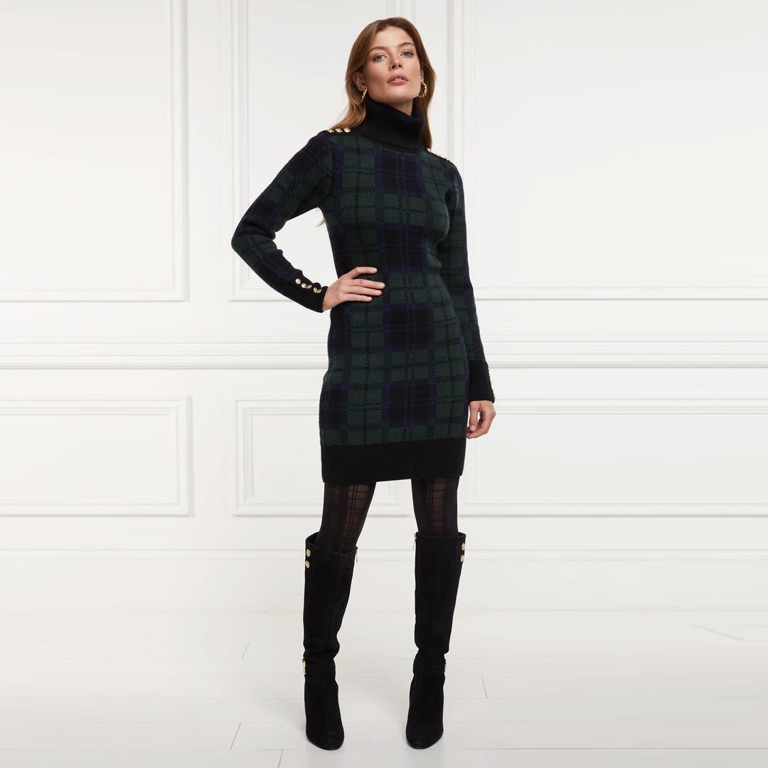 The Holland Cooper Ladies Heritage Blackwatch Jumper Dress in Black#Black