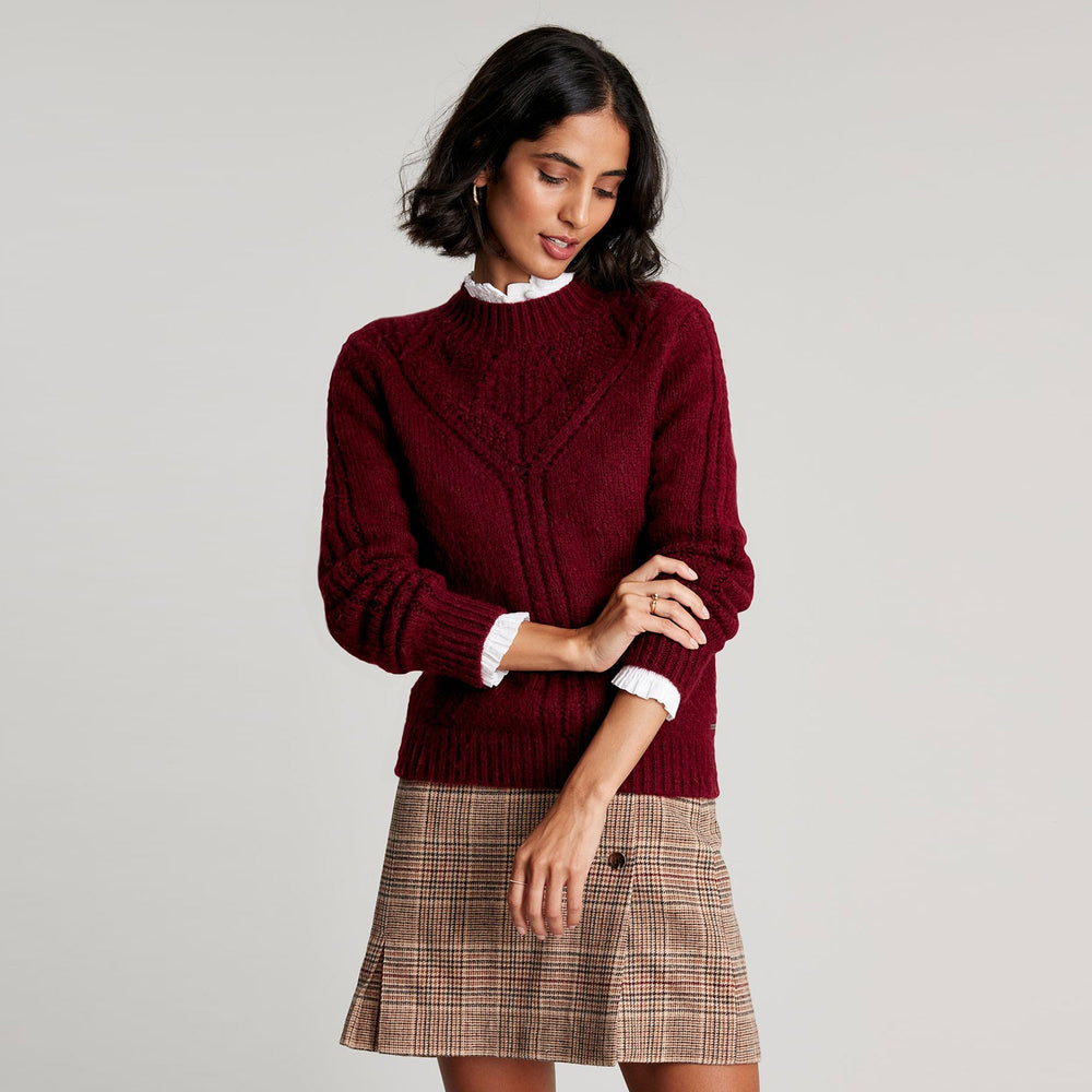 The Joules Ladies Isabella Chunky Pointelle Jumper in Red#Red