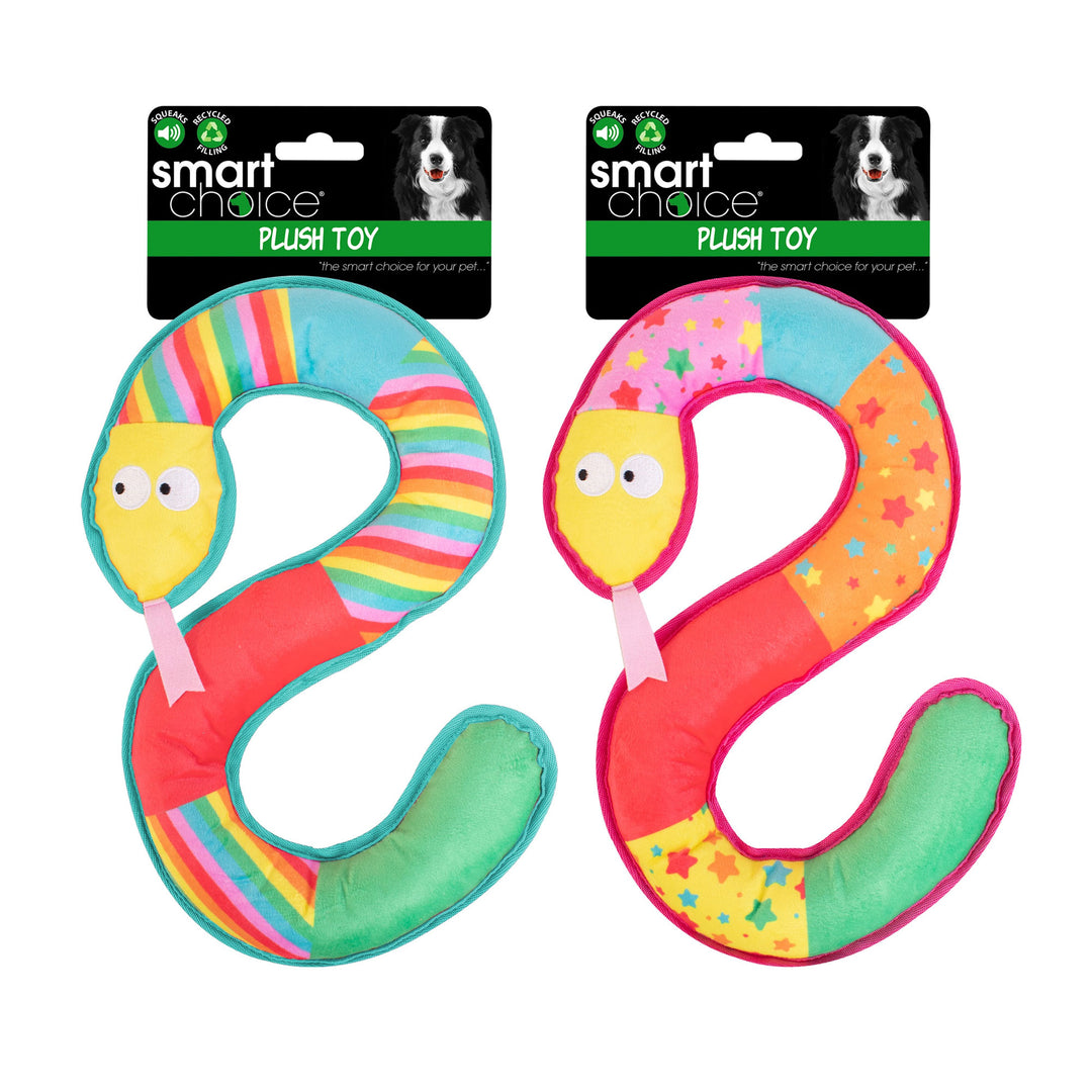 Smart Choice Plush Snake Dog Toy With Squeak