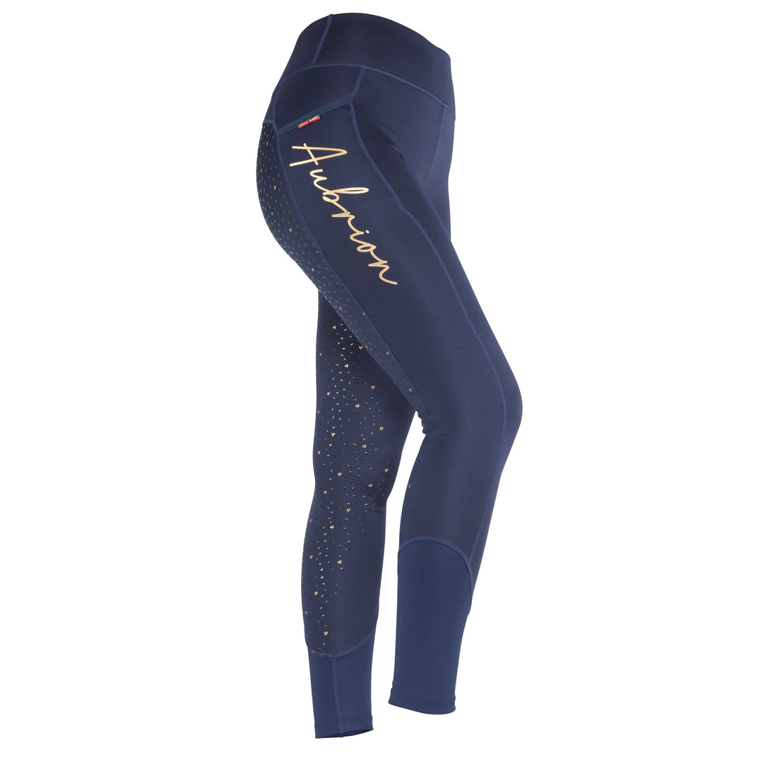 The Aubrion Ladies Team Shield Riding Tights in Navy#Navy