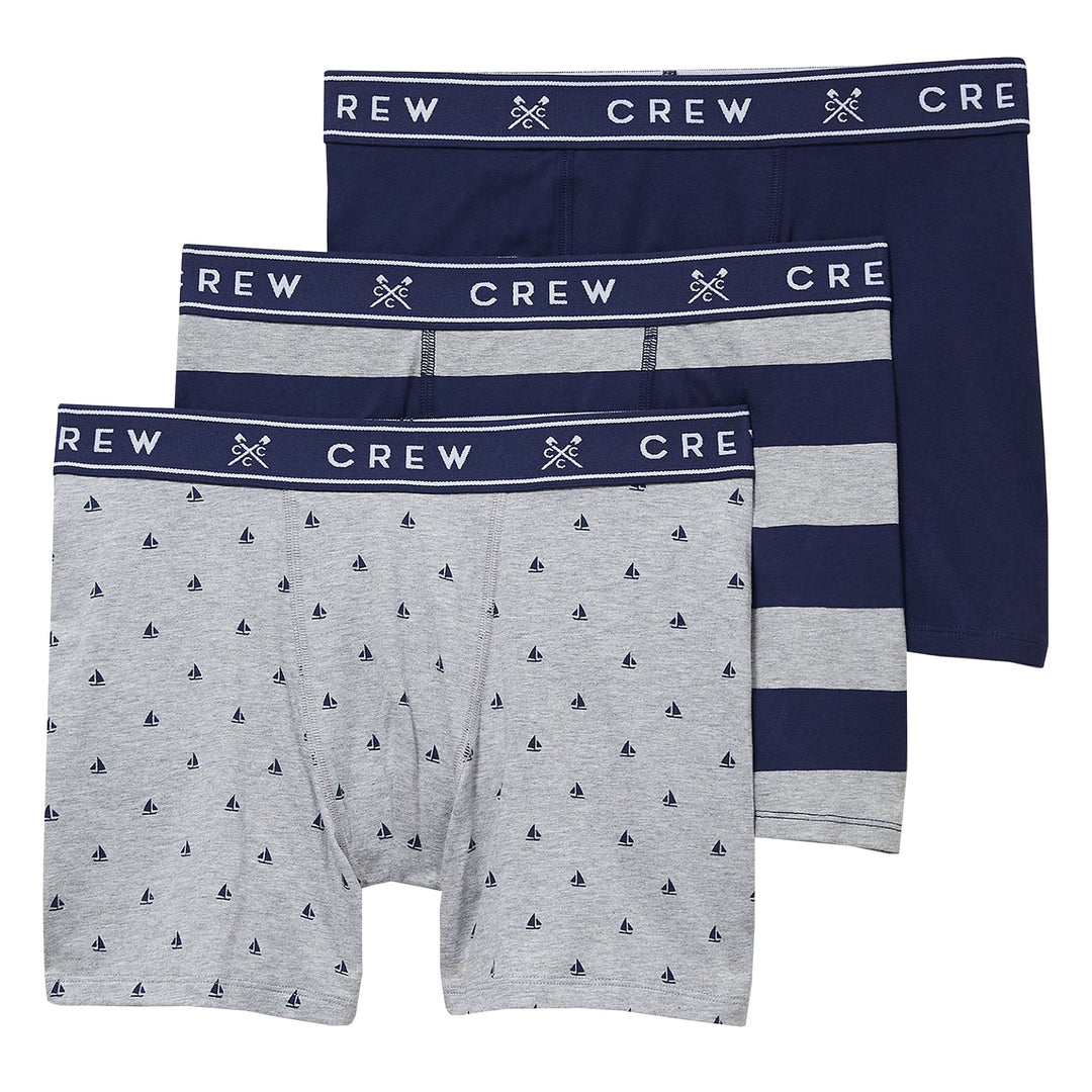 The Crew Mens Jersey Boxers 3 Pack in Grey#Grey