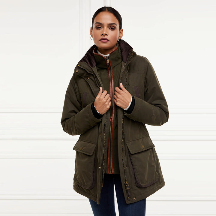The Holland Cooper Ladies Stamford Country Coat in Khaki#Khaki