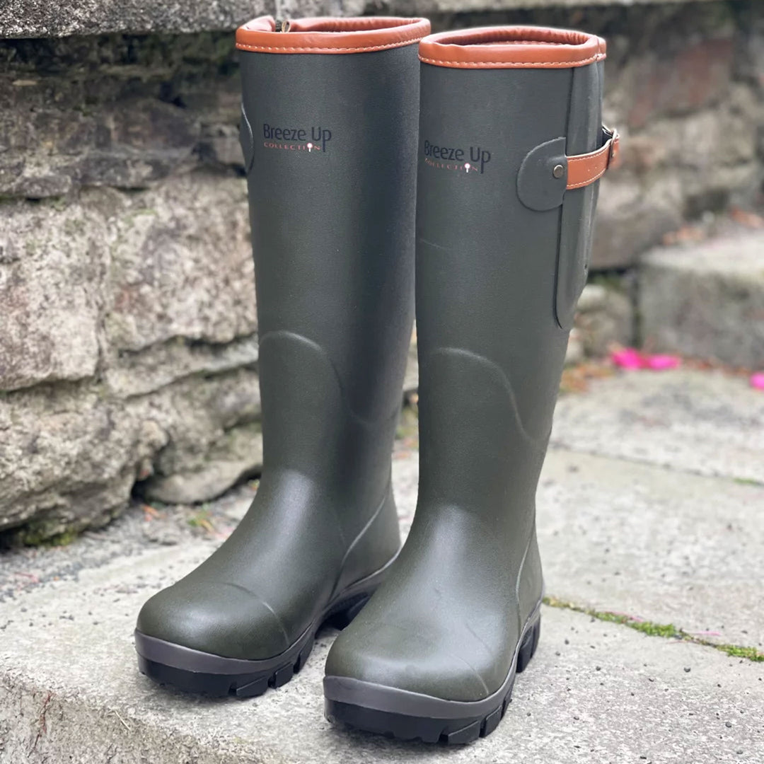 The Breeze Up Mens Heath Neoprene Wellies in Olive#Olive