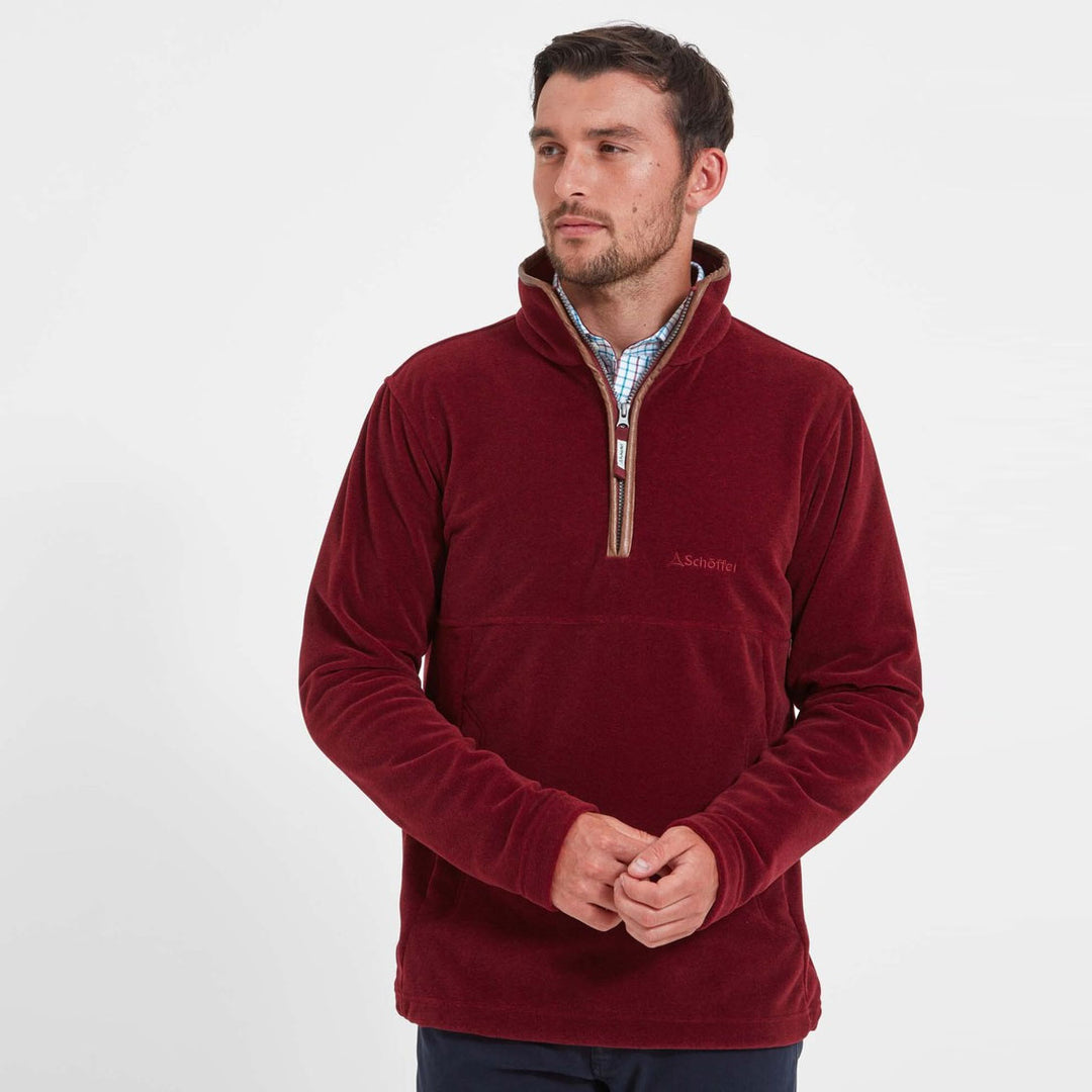 The Schoffel Mens Berkeley 1/4 Zip Fleece in Claret#Claret