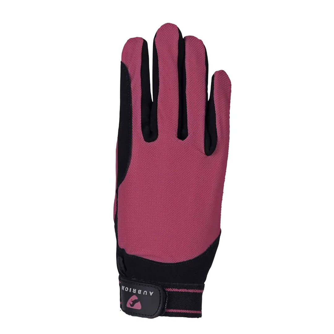 The Aubrion Childs Mesh Riding Gloves in Raspberry#Raspberry