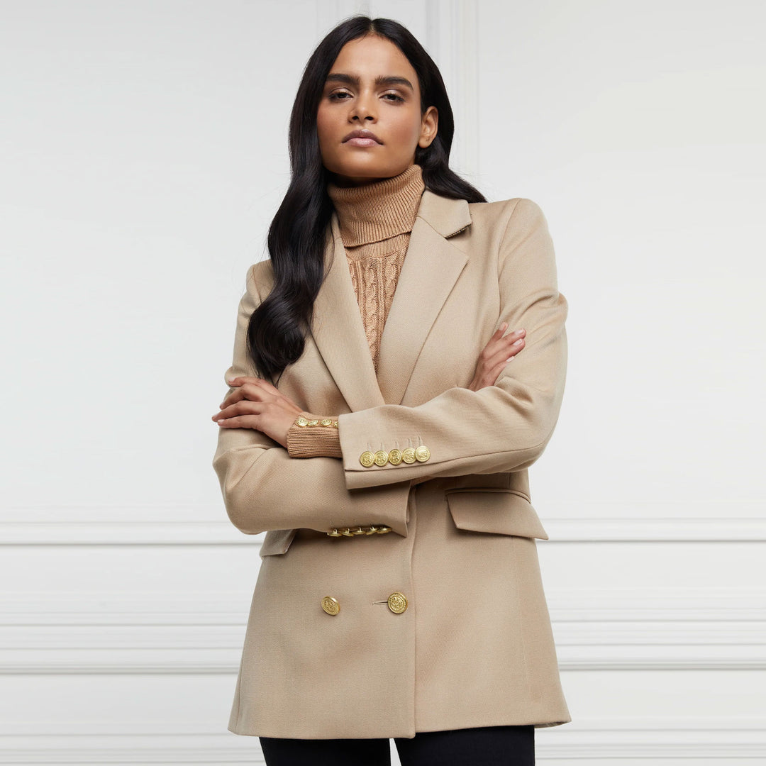 The Holland Cooper Ladies Double Breasted Blazer in Beige#Beige