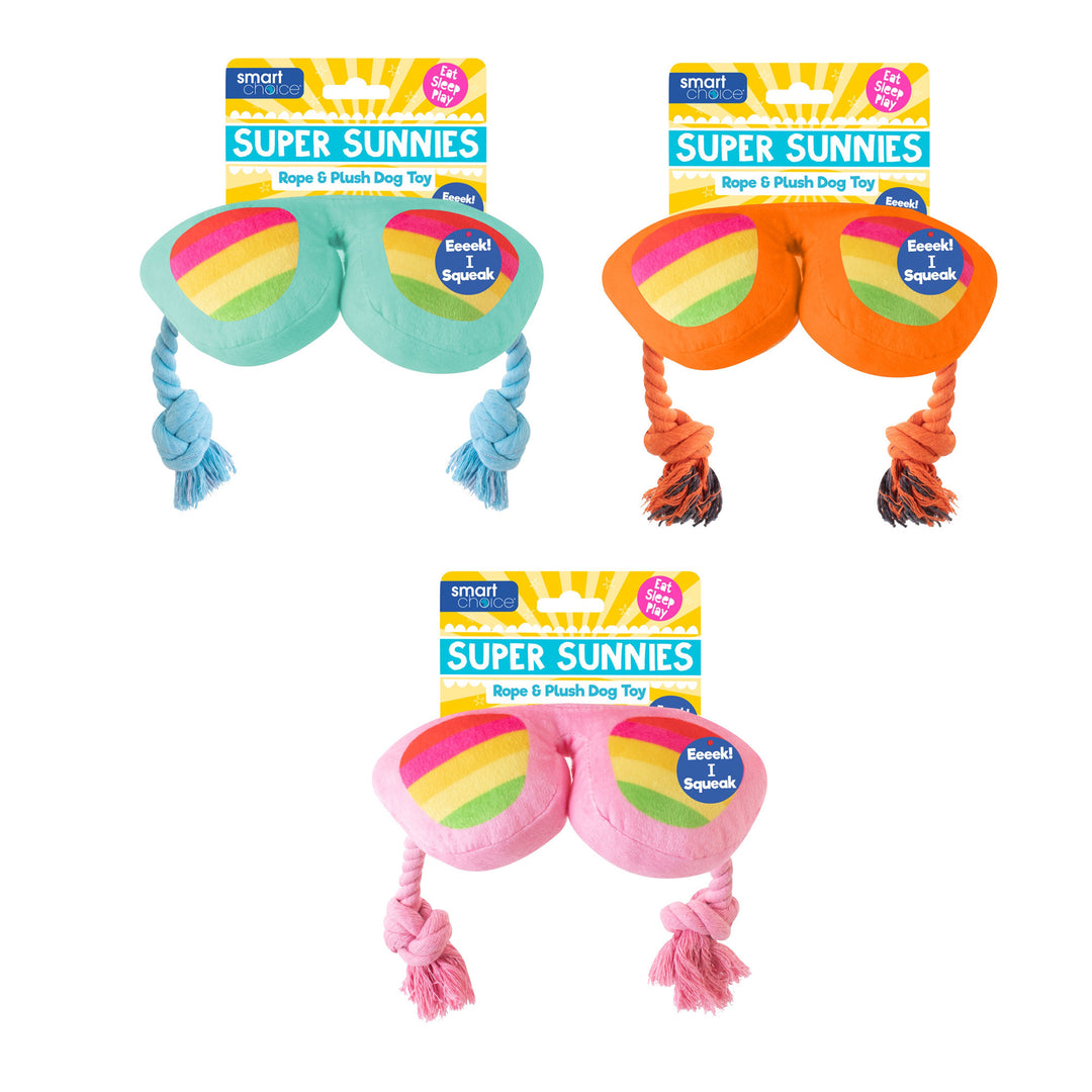 Smart Choice Summer Sunglasses Plush Dog Toy With Squeak