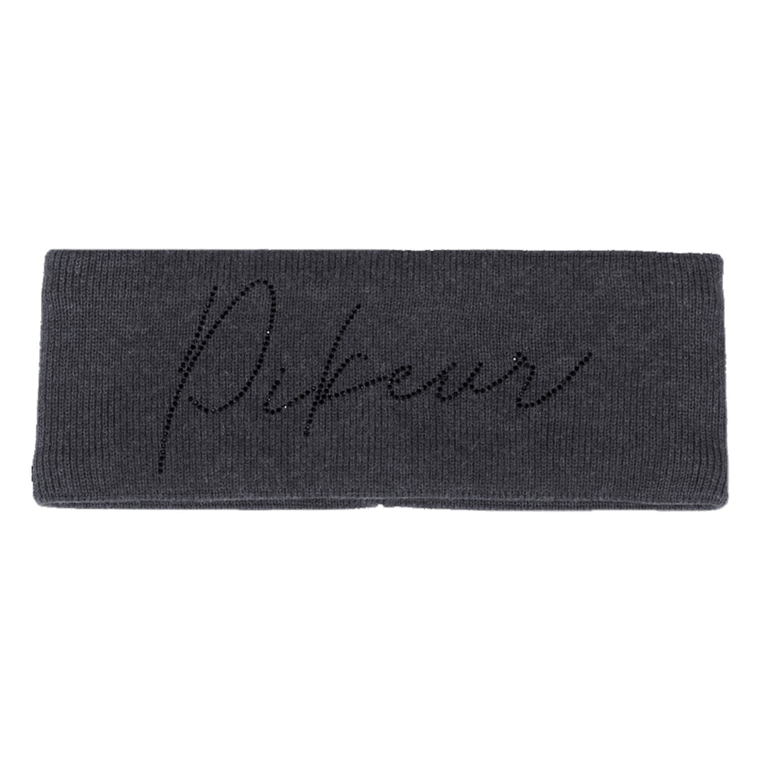 The Pikeur Ladies Knitted Logo Headband in Dark Grey#Dark Grey