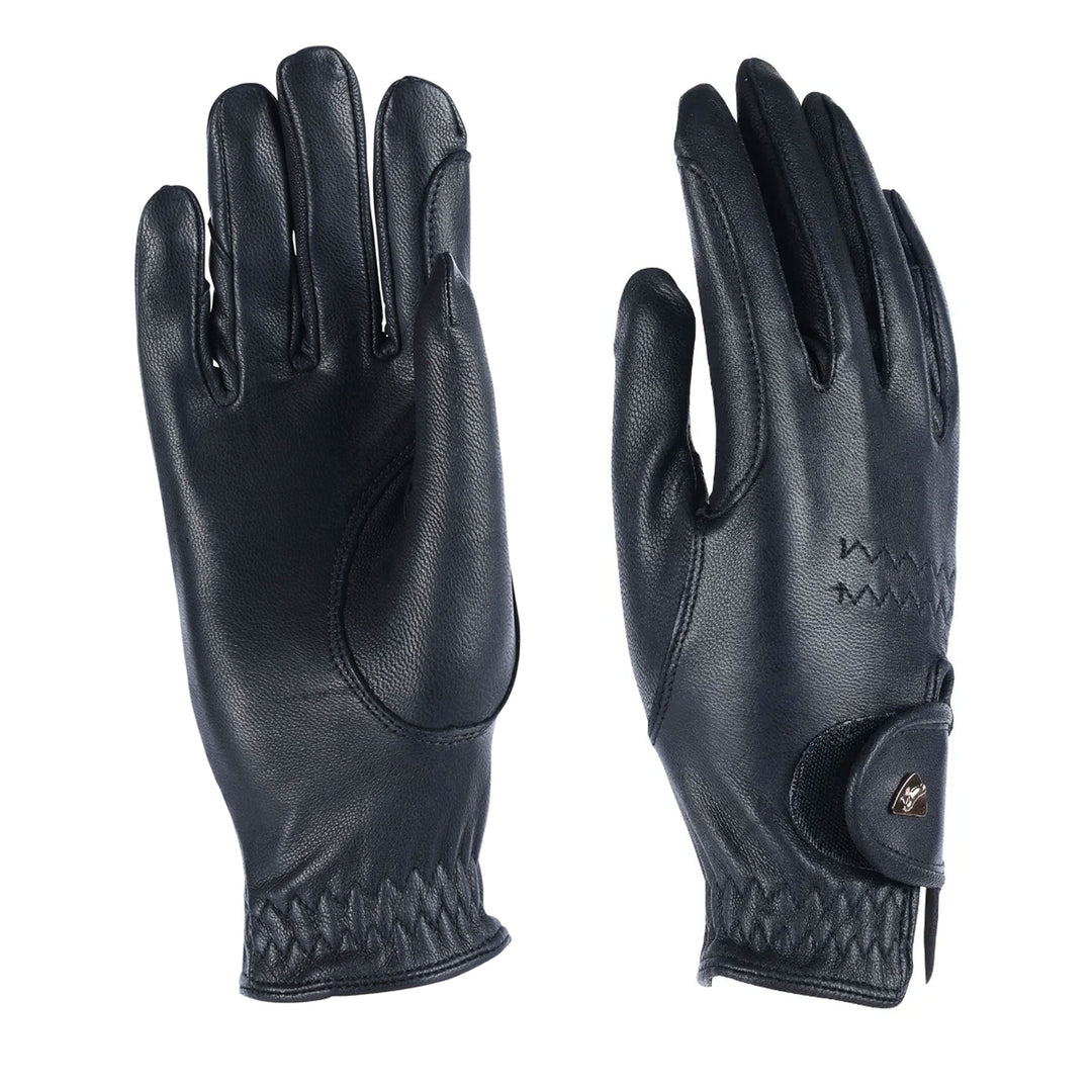 The Aubrion Leather Riding Gloves in Black#Black