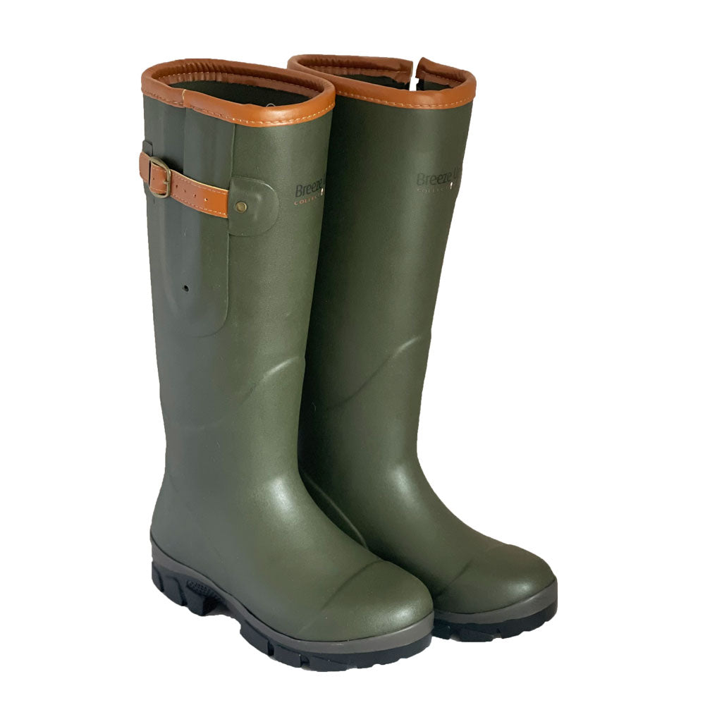 The Breeze Up Ladies Heath Neoprene Wellies in Olive#Olive