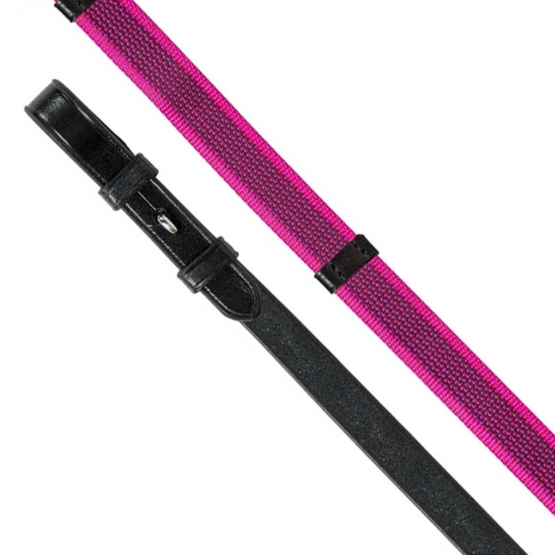 The Shires Aviemore Continental Rubber Grip Reins in Pink#Pink