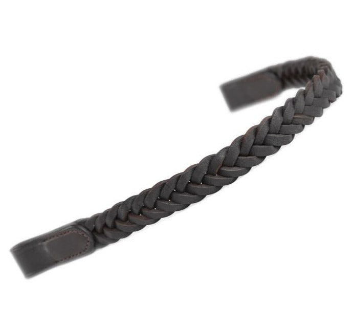 The Shires Aviemore Plaited Browband in Brown#Brown