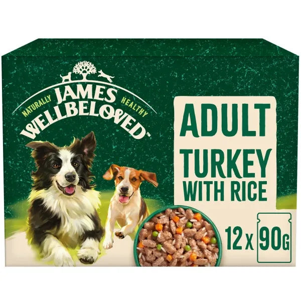 James Wellbeloved Adult Dog Pouches with Turkey & Rice