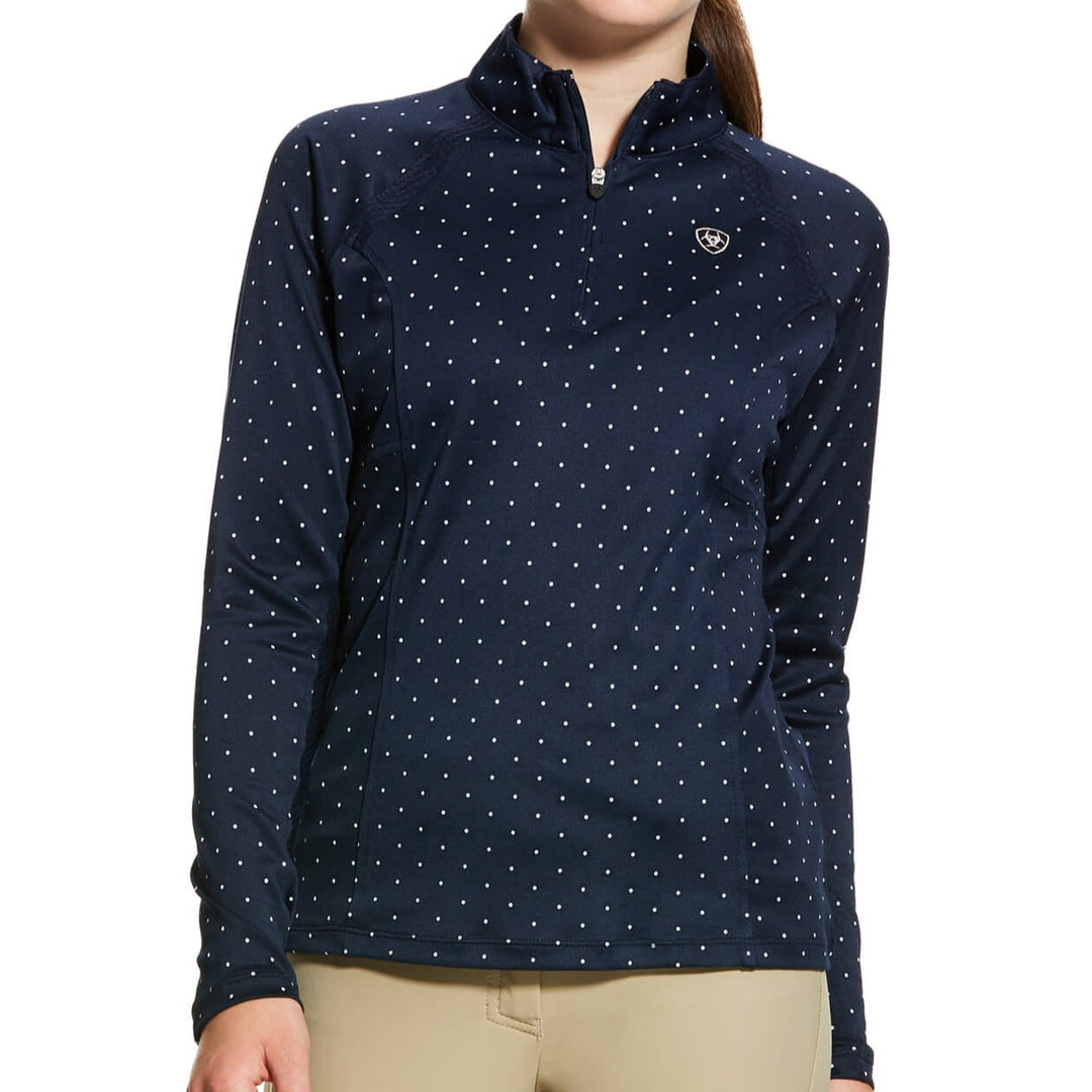 Ariat Youth Sunstopper 2.0 1/4 Zip Baselayer in Navy Spot#Navy Spot