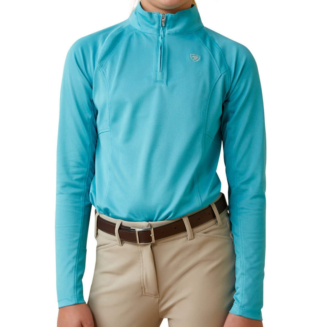 The Ariat Youth Sunstopper 2.0 1/4 Zip Baselayer in Marine#Marine
