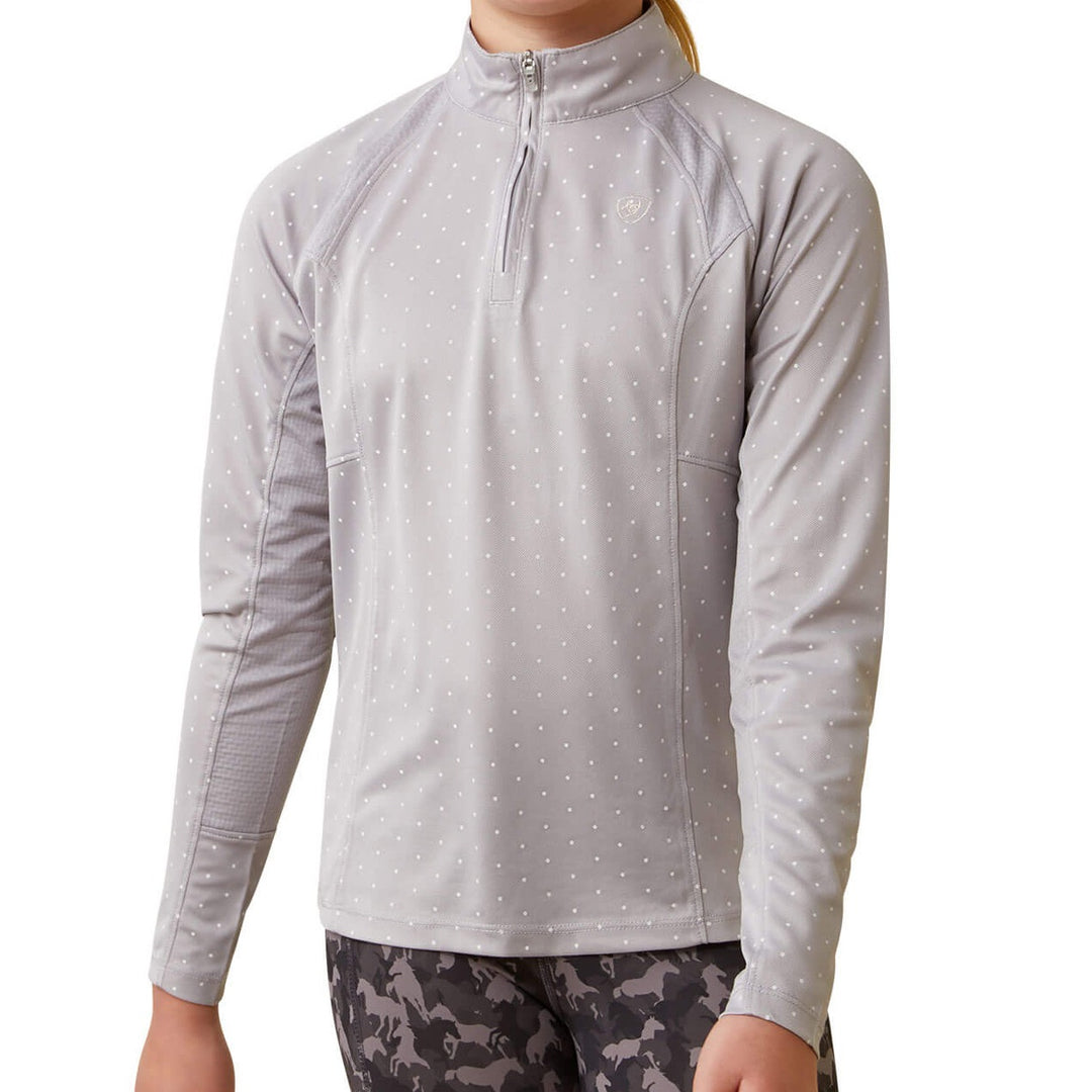 The Ariat Youth Sunstopper 2.0 1/4 Zip Baselayer in Silver#Silver