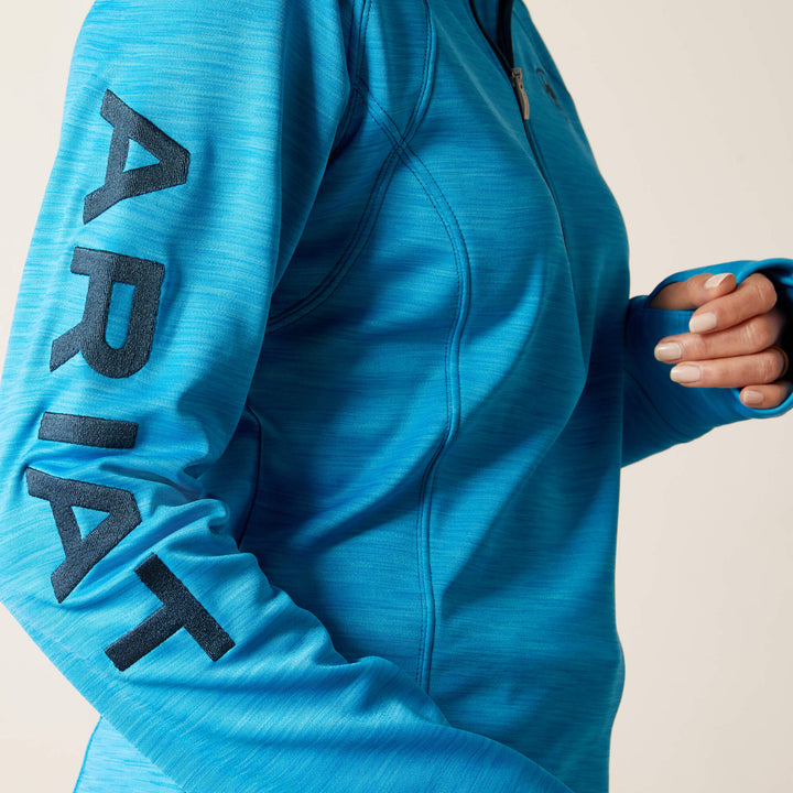 The Ariat Ladies Tek Team 1/2 Zip Sweatshirt#Turquoise