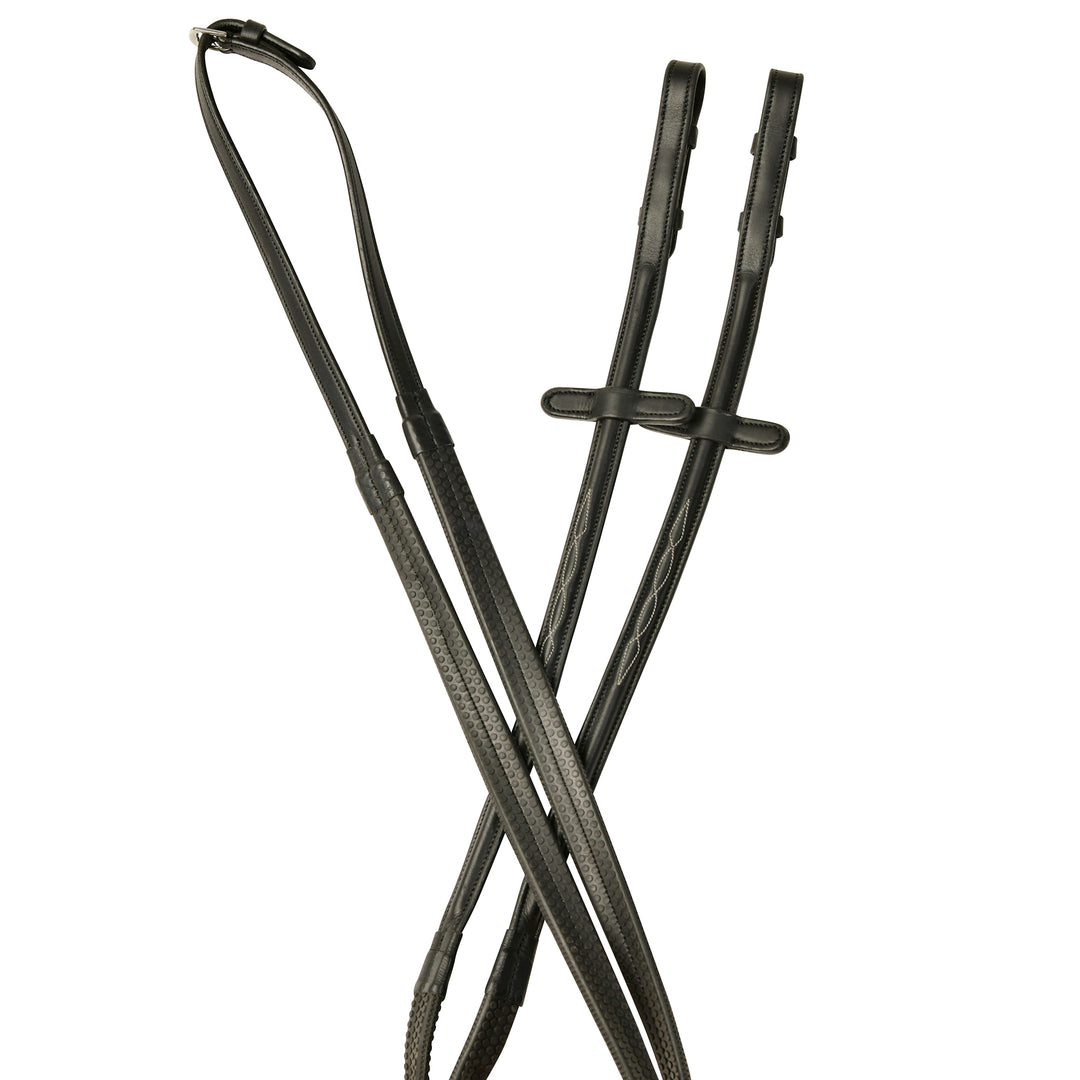 Collegiate Comfitec Opulux Fancy Raised Rubber Reins#Black