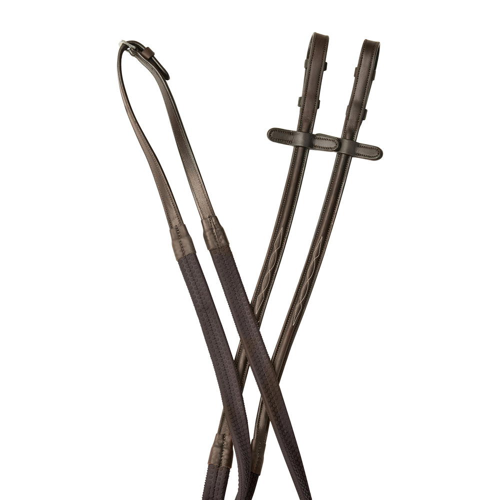 Collegiate Comfitec Opulux Fancy Raised Rubber Reins#Brown