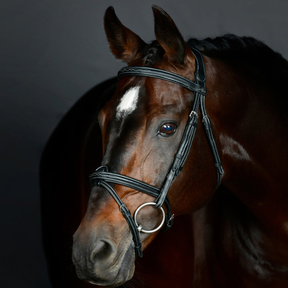 Collegiate Comfitec Opulux Fancy Stitch Padded Hanoverian Bridle#Black