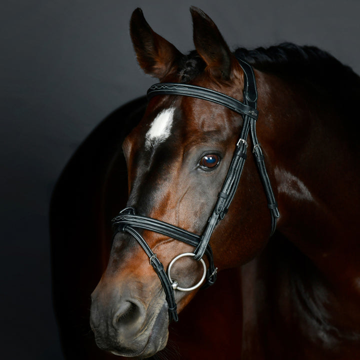 Collegiate Comfitec Opulux Fancy Stitch Padded Hanoverian Bridle#Black