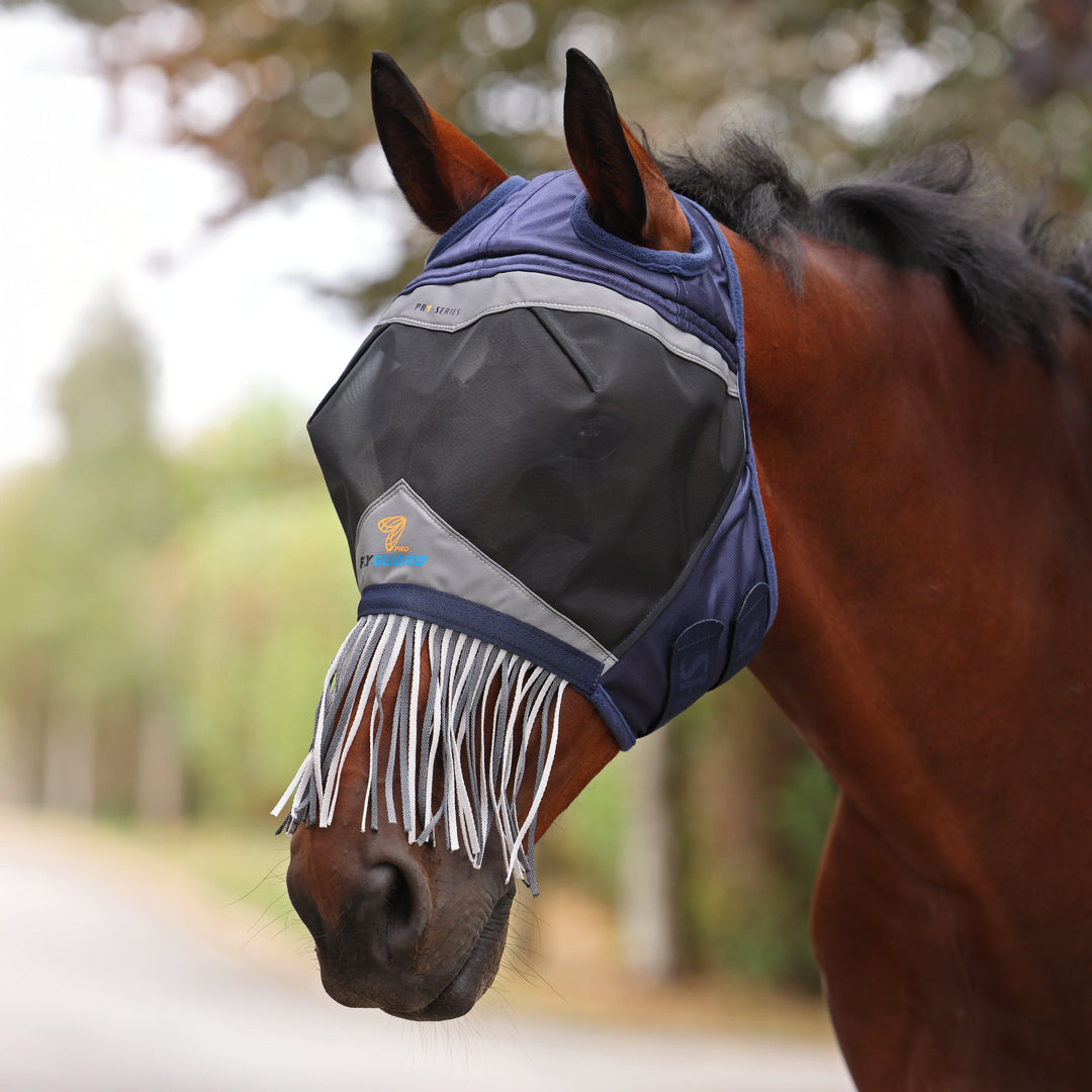 Shires FlyGuard Pro Fine Mesh Fly Mask with Ear Holes & Nose Fringe