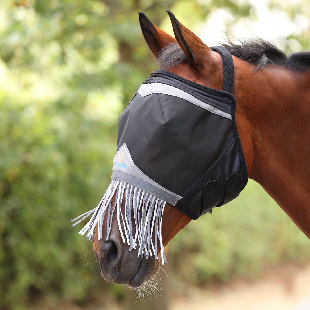 Shires FlyGuard Pro Fine Mesh Earless Fly Mask with Nose Fringe
