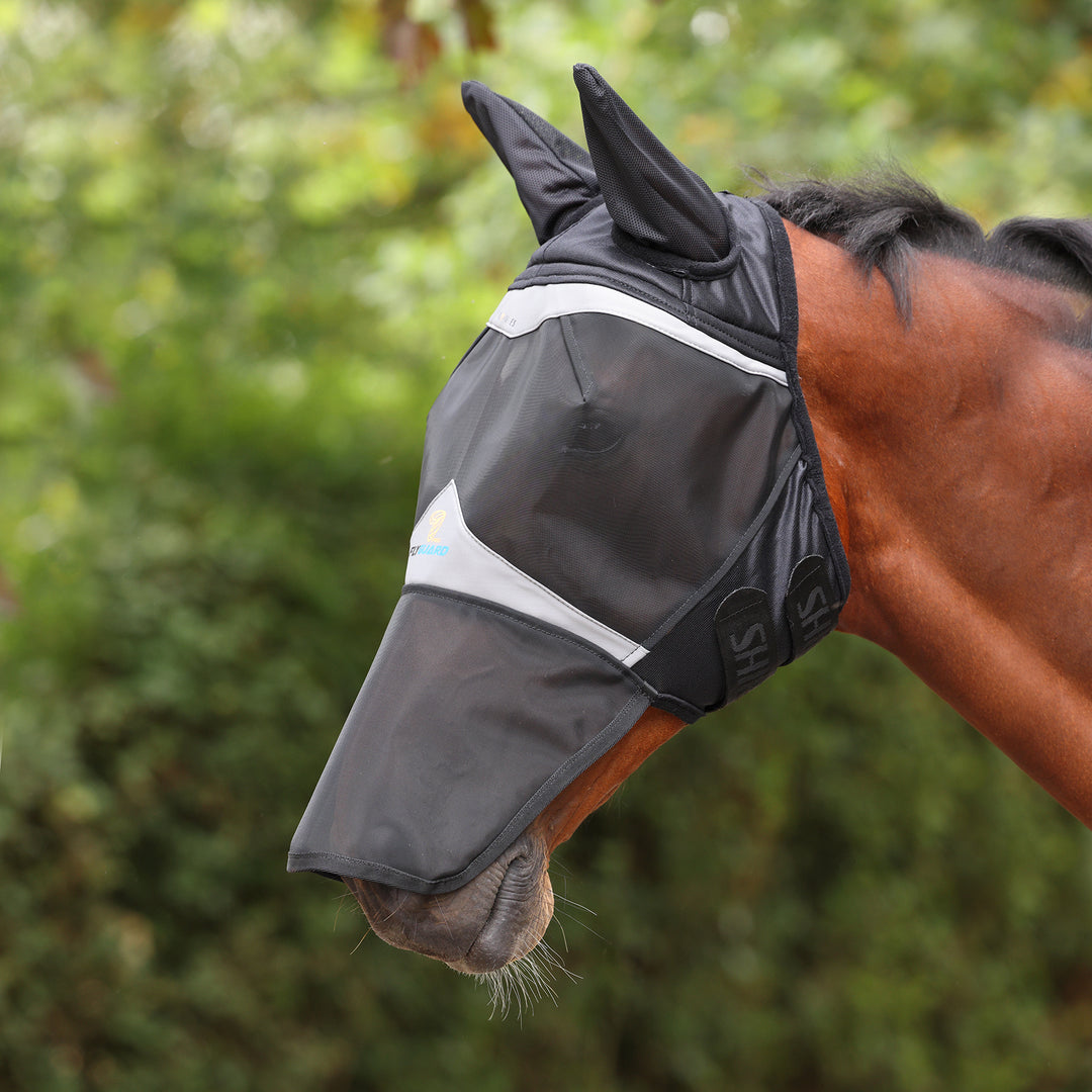 Shires FlyGuard Pro Fine Mesh Fly Mask with Ears & Square Nose