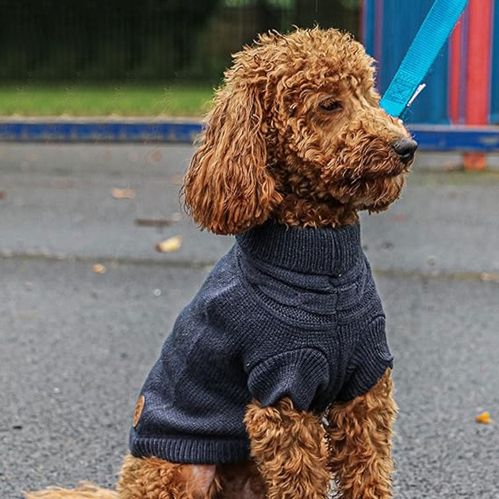 Ancol Cable Knit Dog Jumper#Blue