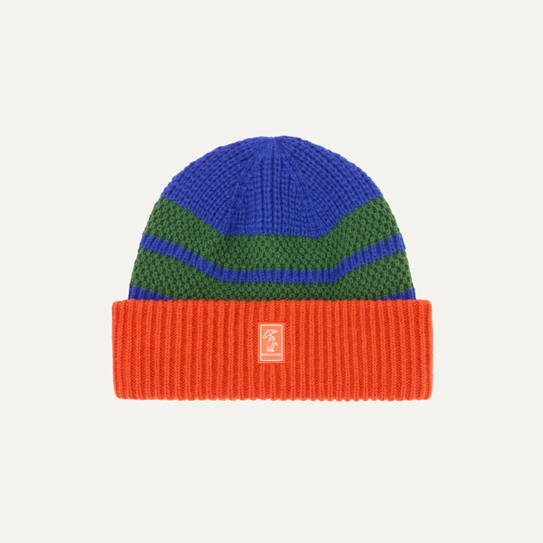 Sealskinz Childs Apton Waterproof Cold Weather Textured Stripe Roll Cuff Beanie