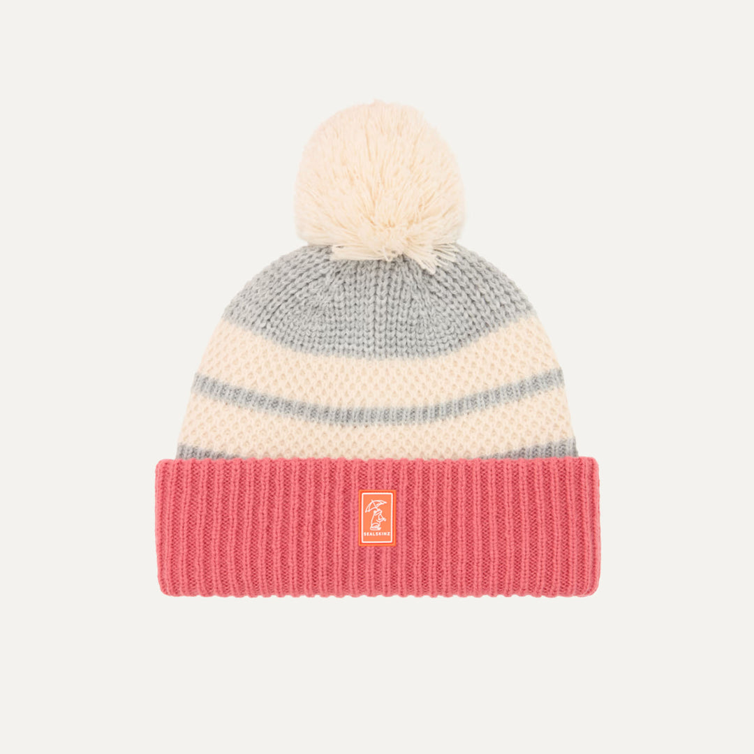 Sealskinz Childs Pulham Waterproof Cold Weather Textured Roll Cuff Bobble Hat