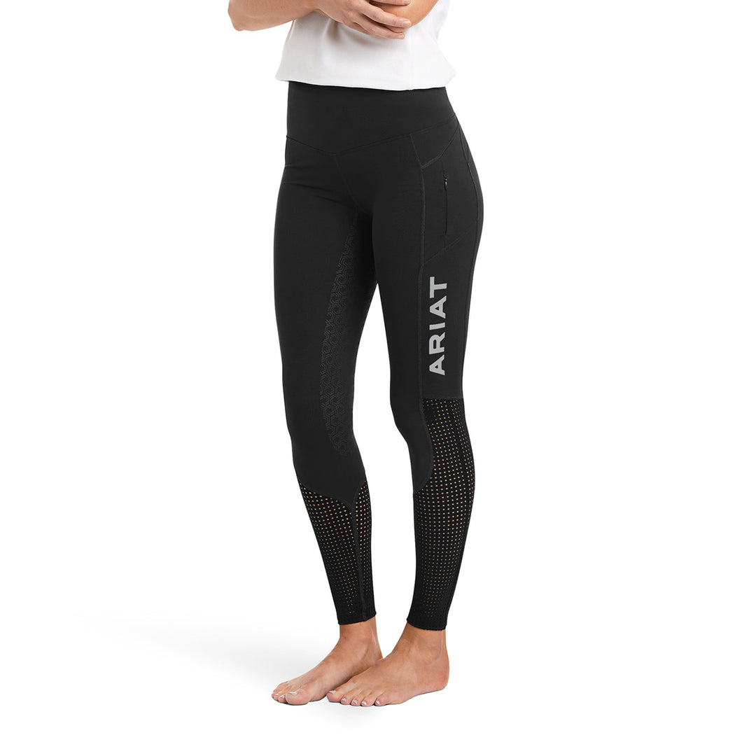 The Ariat Ladies Eos Full Seat Riding Tights in Black#Black