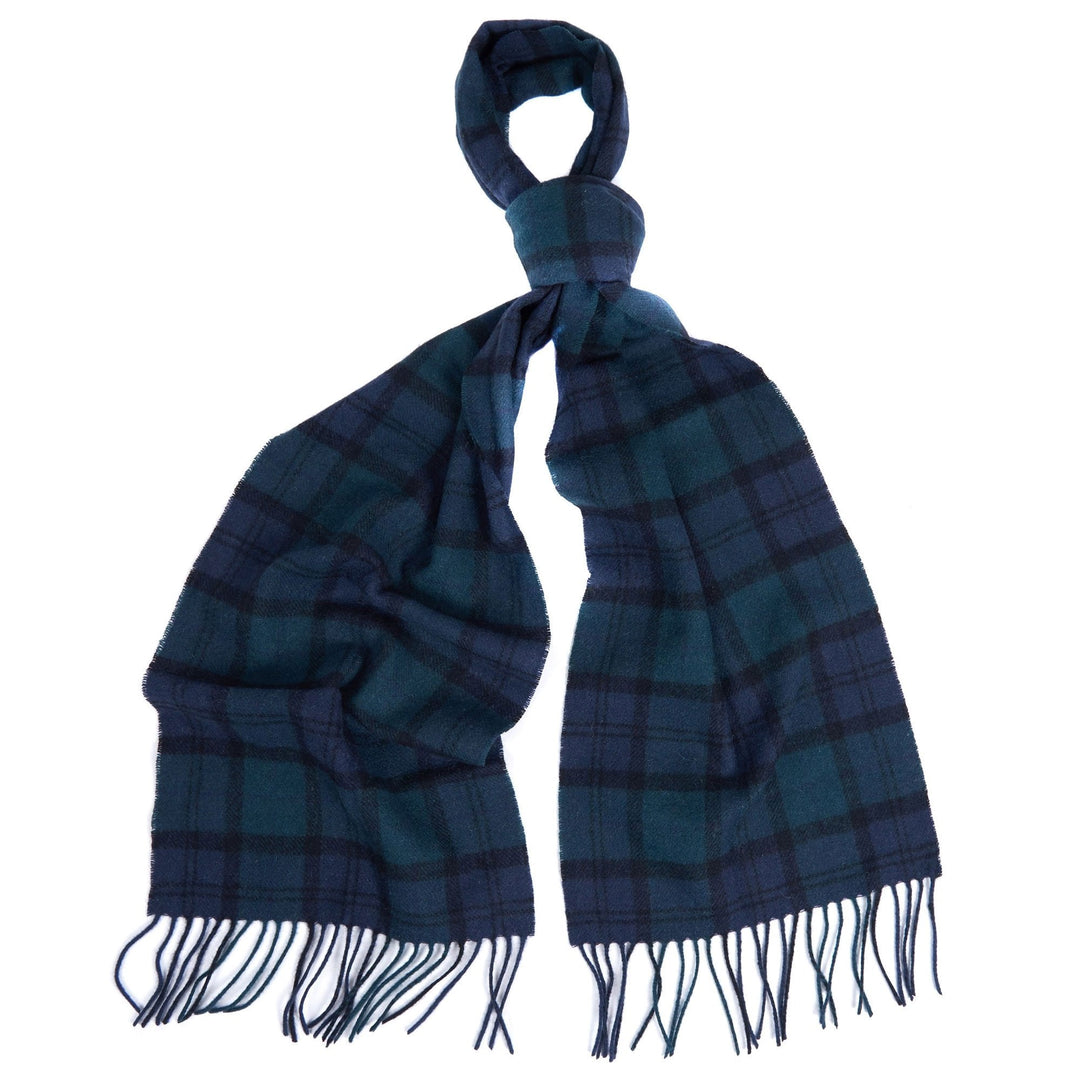 Barbour Tartan Lambswool Scarf in Dark Green#Green