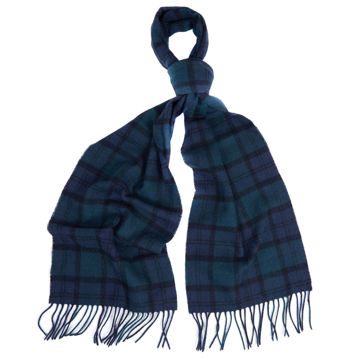 Barbour Tartan Lambswool Scarf in Dark Green#Green