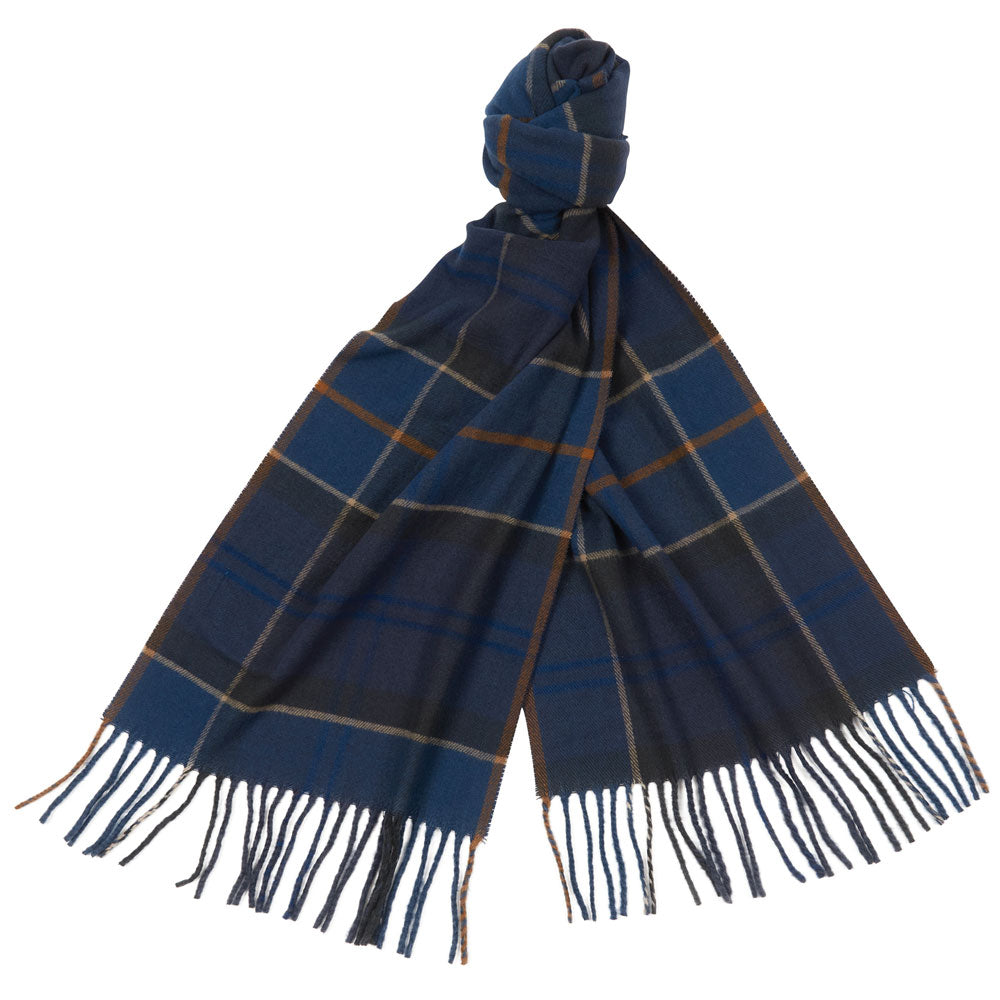 The Barbour Galingale Tartan Scarf in Dark Navy#Dark Navy