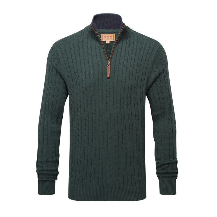 Schoffel Mens Calton Cotton Cashmere Cable 1/4 Zip Jumper